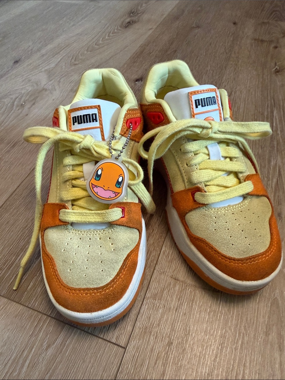Pokémon Puma Kids Yellow and Orange Low-Top Sneakers Size 4